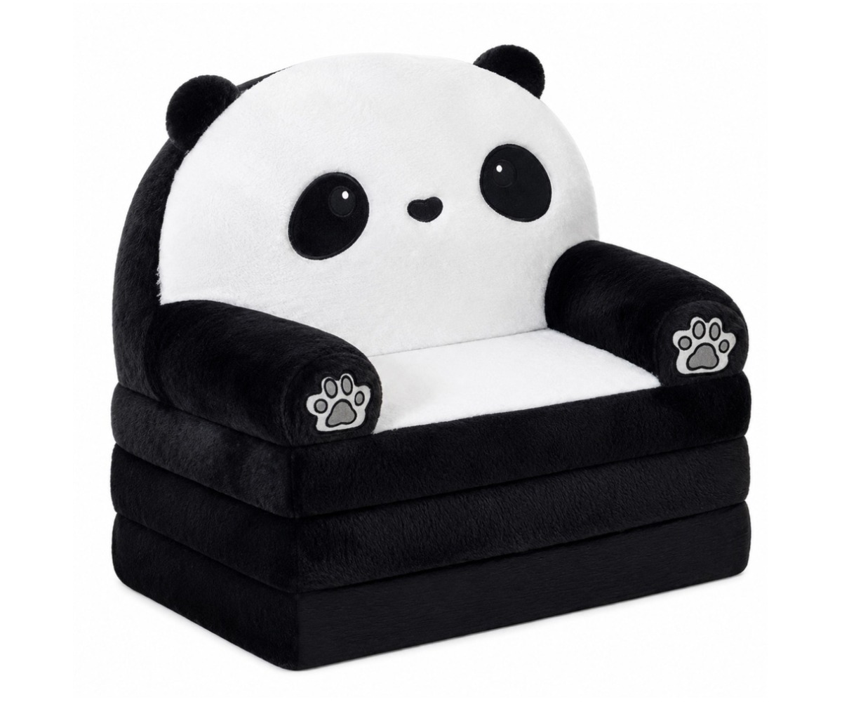 Laste tugitool 2in1 Panda, must-valge istumisosa
