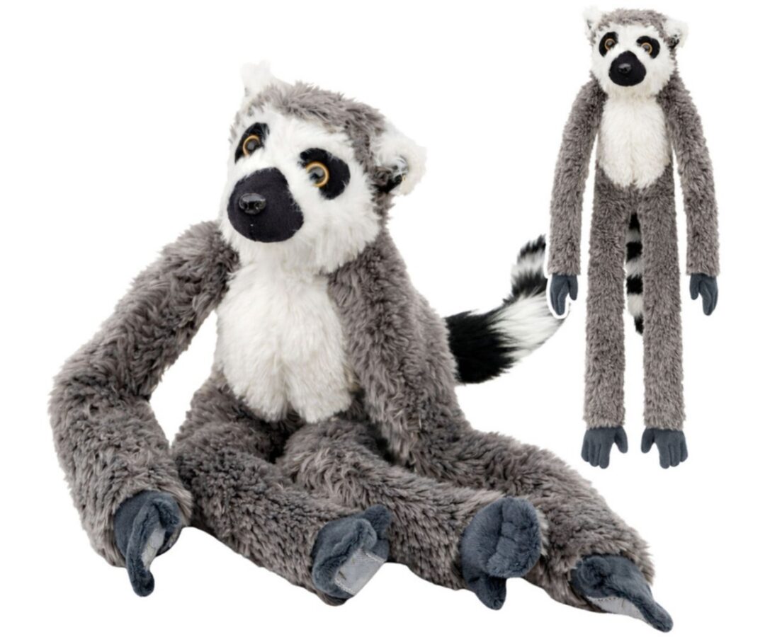 Pehme leemur takjakinnitusega käppadel 50cm – hall, istuv ja sõbralik