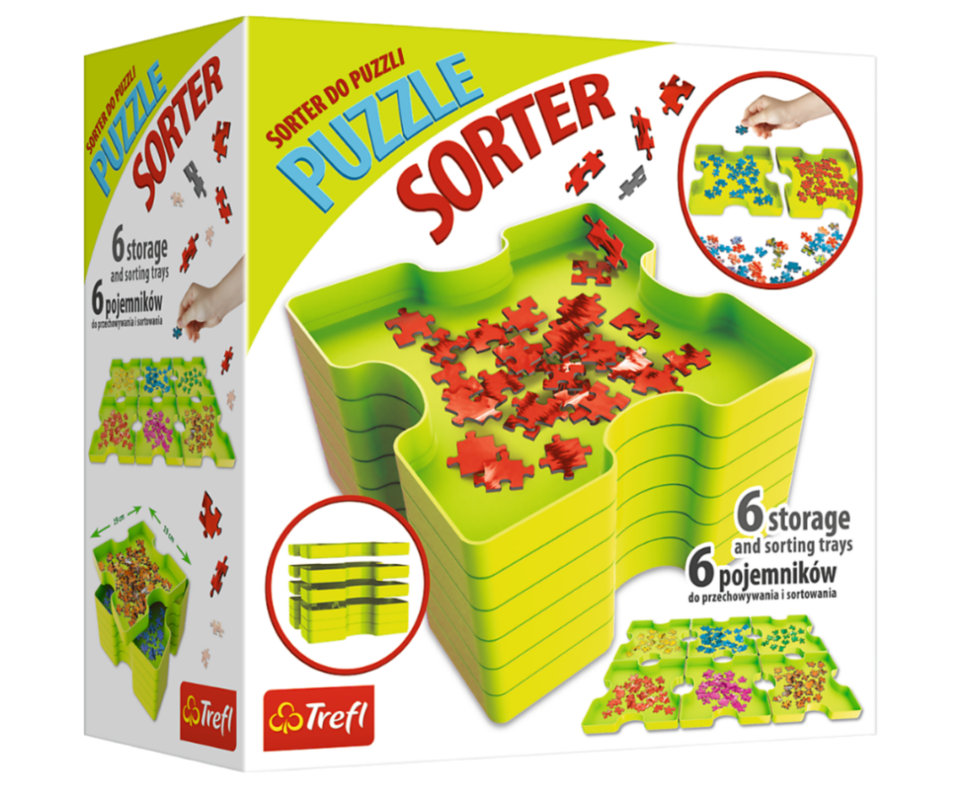 Pusletükkide sorteerimisalused – Trefl 90816, kuus eraldi konteinerit pusletükkide sorteerimiseks.