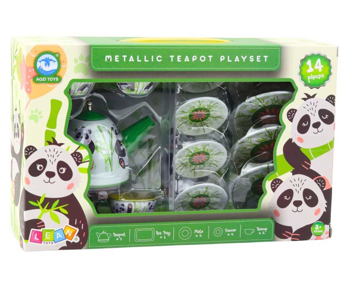 Metallist teeserviis lastele Panda - 14-osaline, kaunis pakend, ideaalne kingitus lastele