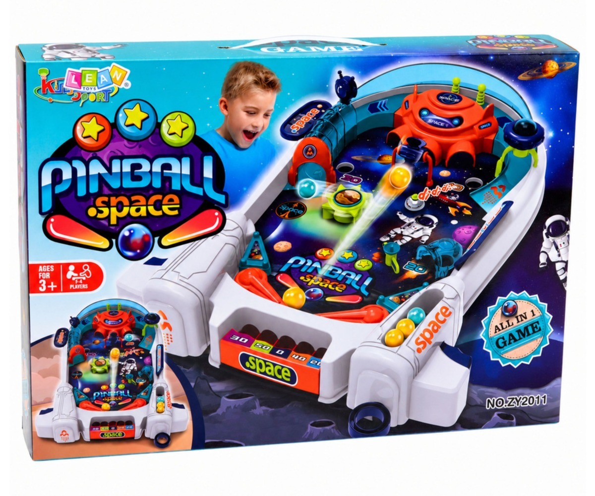 Pakend Lauamäng Pinball Space – kosmoseteemaline flipper 8 kuuliga, mis on mõeldud rohkem kui ühele mängijale.