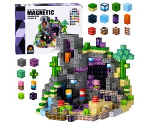 Magnetklotsid Pixel – 100-osaline piksliklotside komplekt esitleb erinevaid klotse ja detailse ehituse.