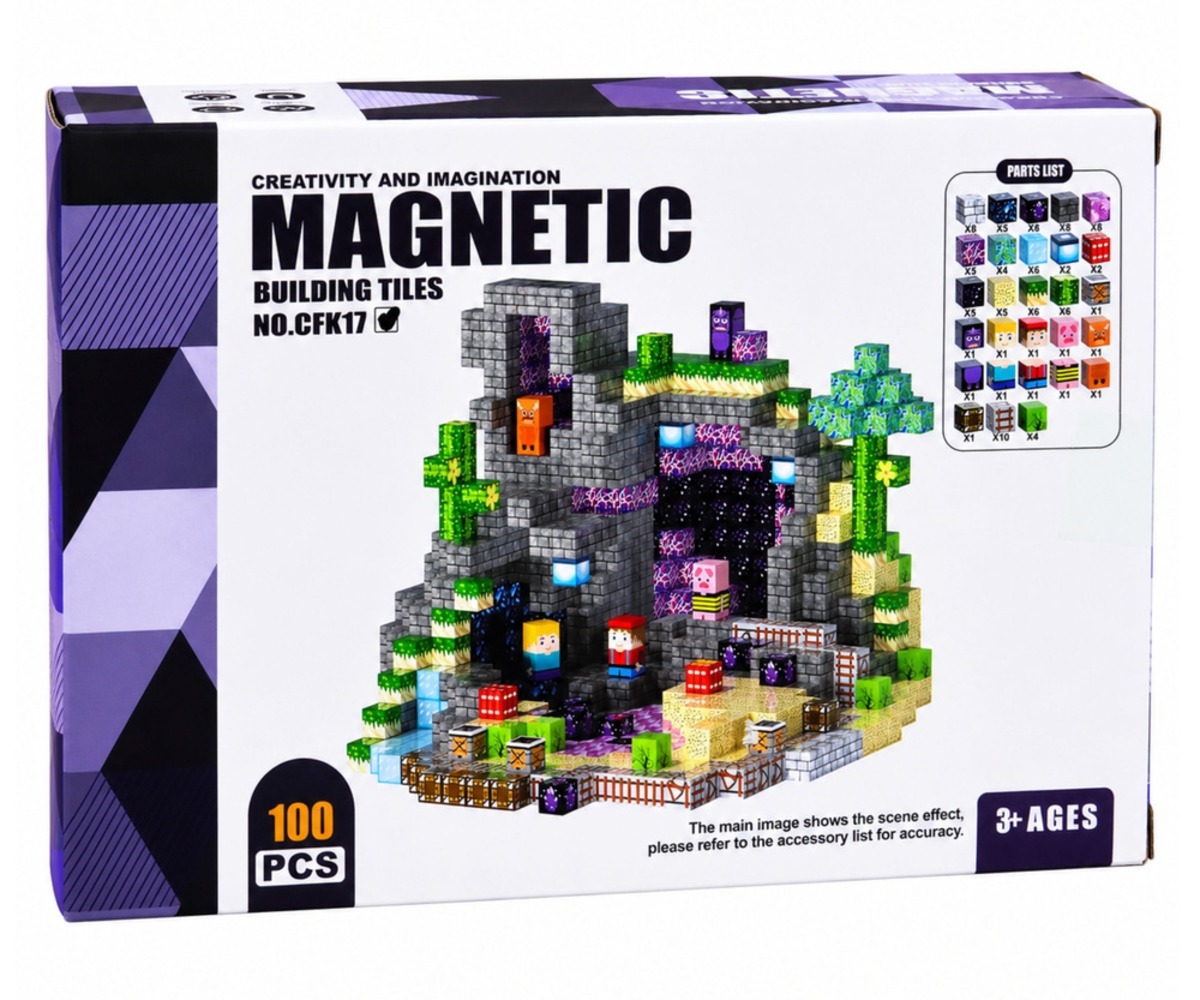 Magnetklotsid Pixel – 100-osaline piksliklotside komplekt, mis kutsub esile fantaasia ja loomingulisuse.