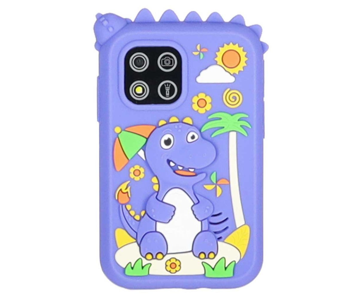 Laste nutitelefon kaamera ja mängudega Dino sinine – 8GB, esiots dino kujutisega.