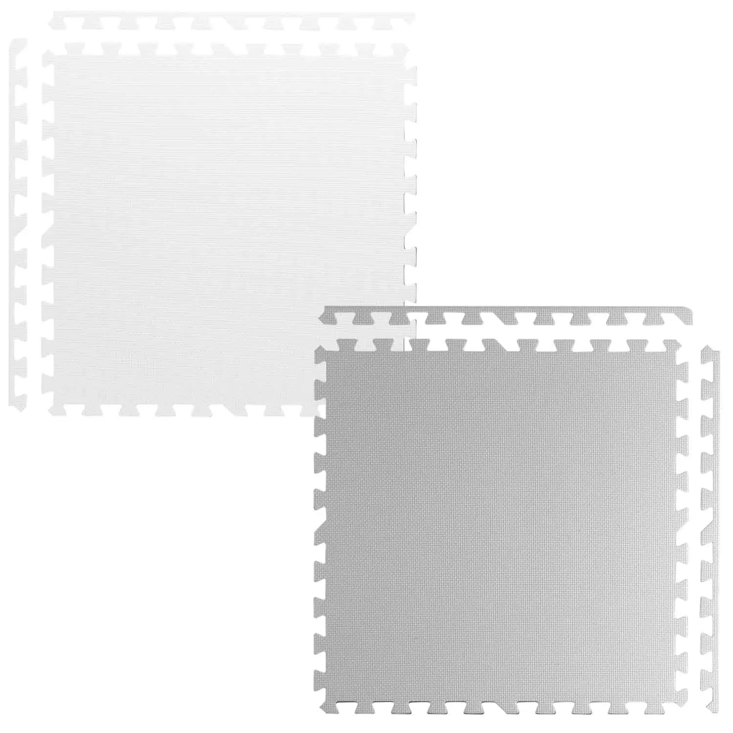 Detailne pilt Suur vahtplastist puslematt Ricokids 180×180cm – valge/hall, 9 osa tükkidest.