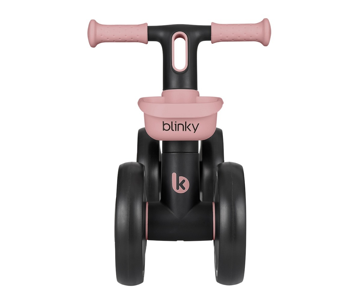Jooksuratas Blinky Pink helendavate ratastega (1-3a) esivaat, selge rooli ja korviga.