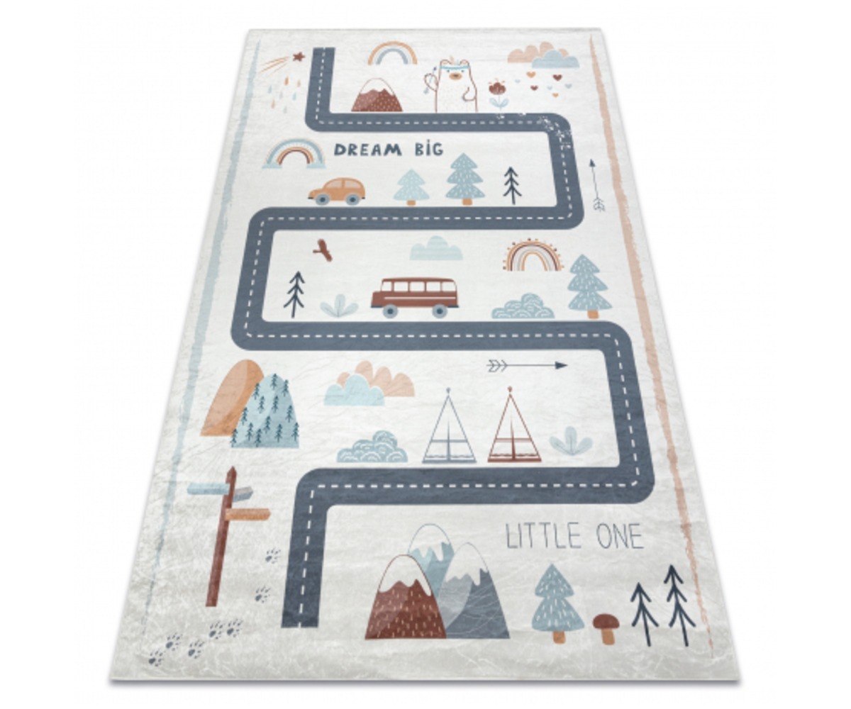 Lastetoa autovaip BAMBINO Metsatee, kus on illustratsioon unistustest ja auto teest