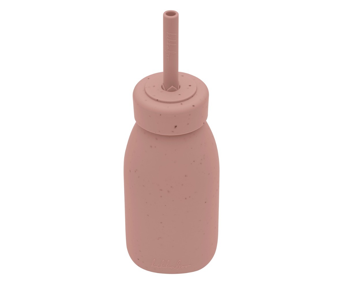Pealtvaade laste joogipudelist kõrrega Blush 200ml (1,5+), roosa värvus