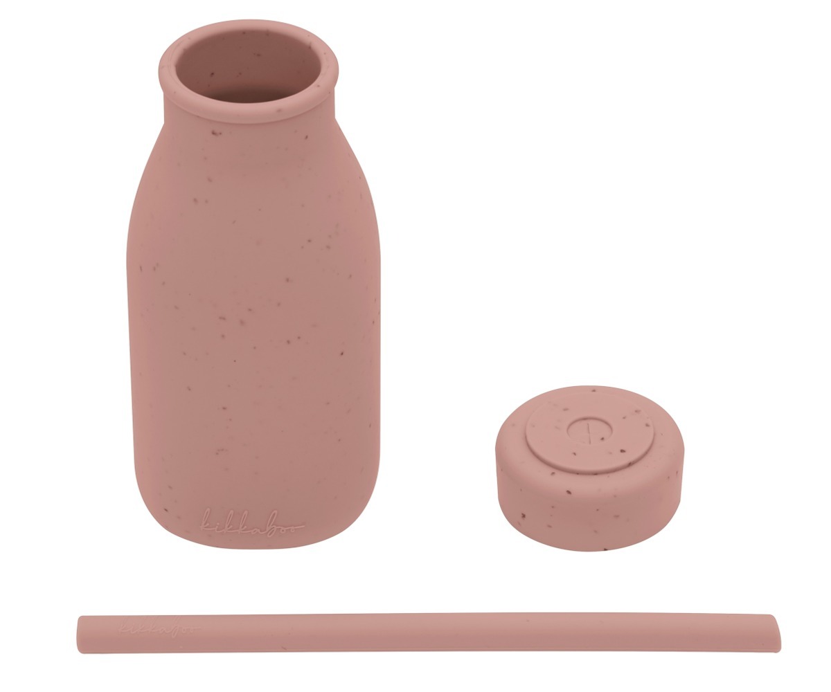 Komplekt laste joogipudelist kõrrega Blush 200ml (1,5+), sealhulgas pudel, kork ja kõrretoru
