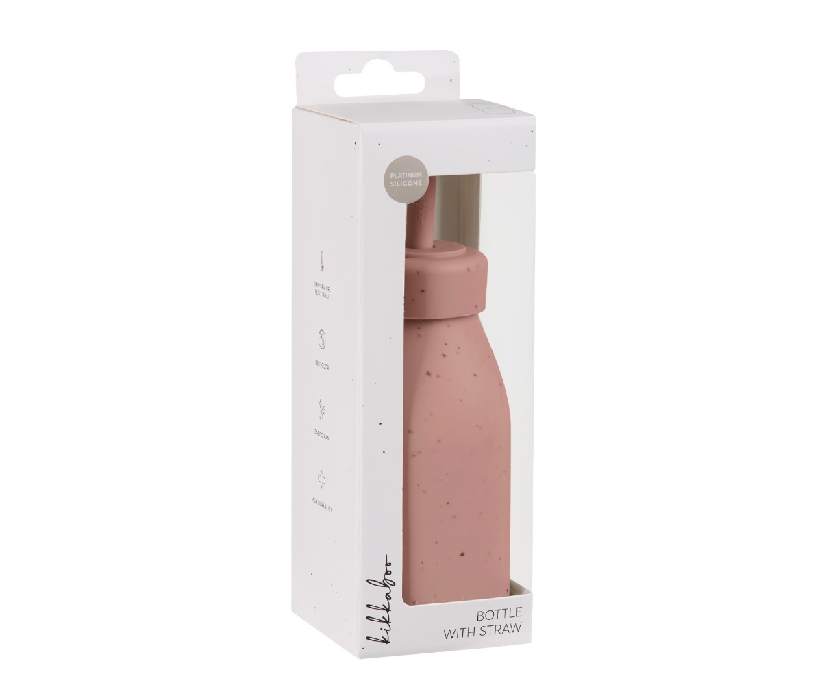 Laste joogipudel kõrrega Blush 200ml (1,5+) pakendil, särav roosa disain