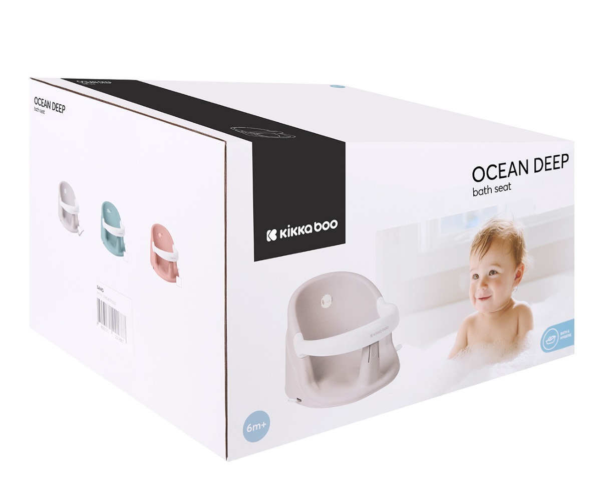 Beebi vannitamisiste Ocean Deep Blush iminappadega pakend, sisaldab informatsiooni ja näitab erinevaid värve.