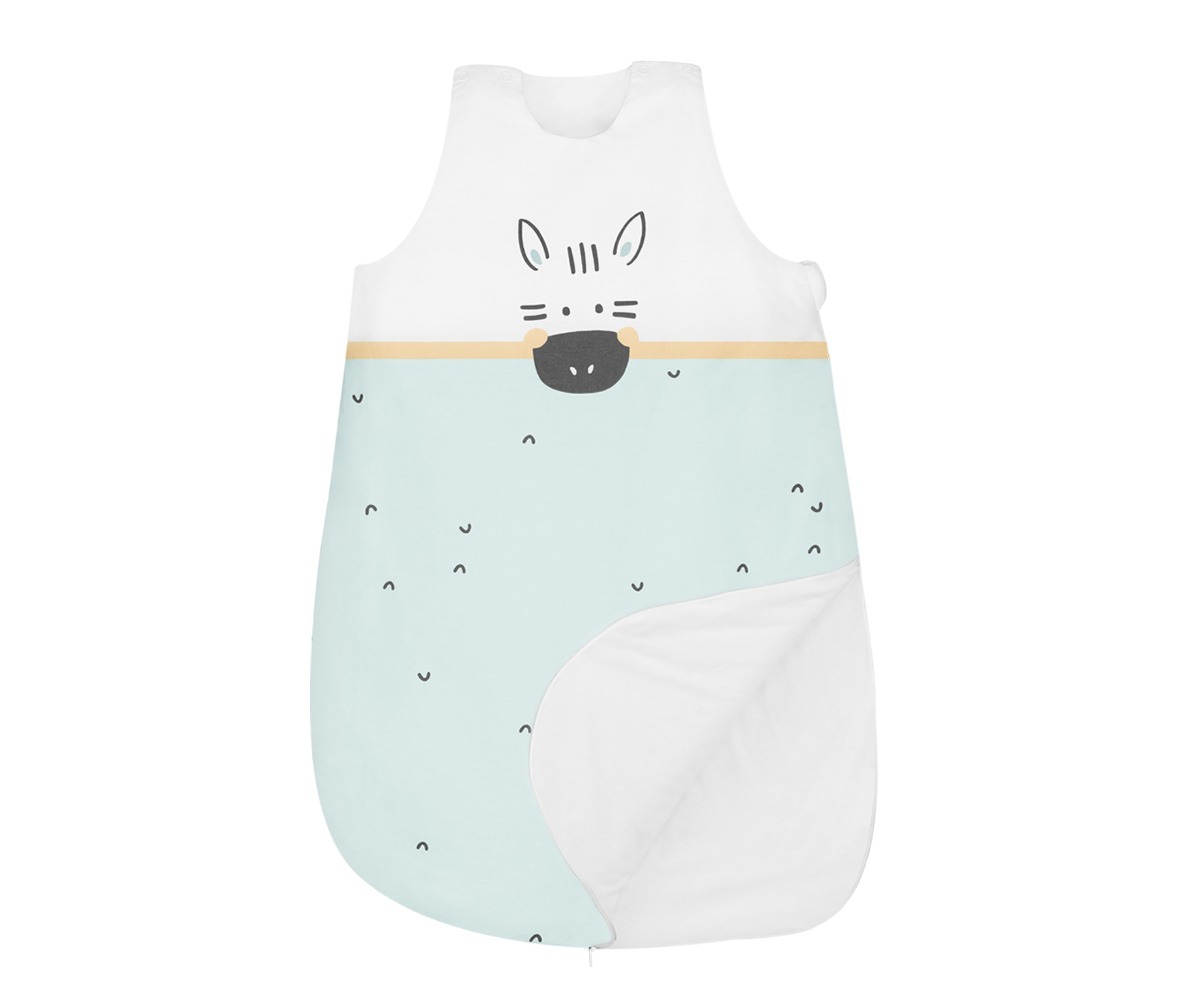 Talvine beebi magamiskott Stripy Friends 1.8 TOG (6–18 kuud) tagaküljel on pehme ja mugav kangas.