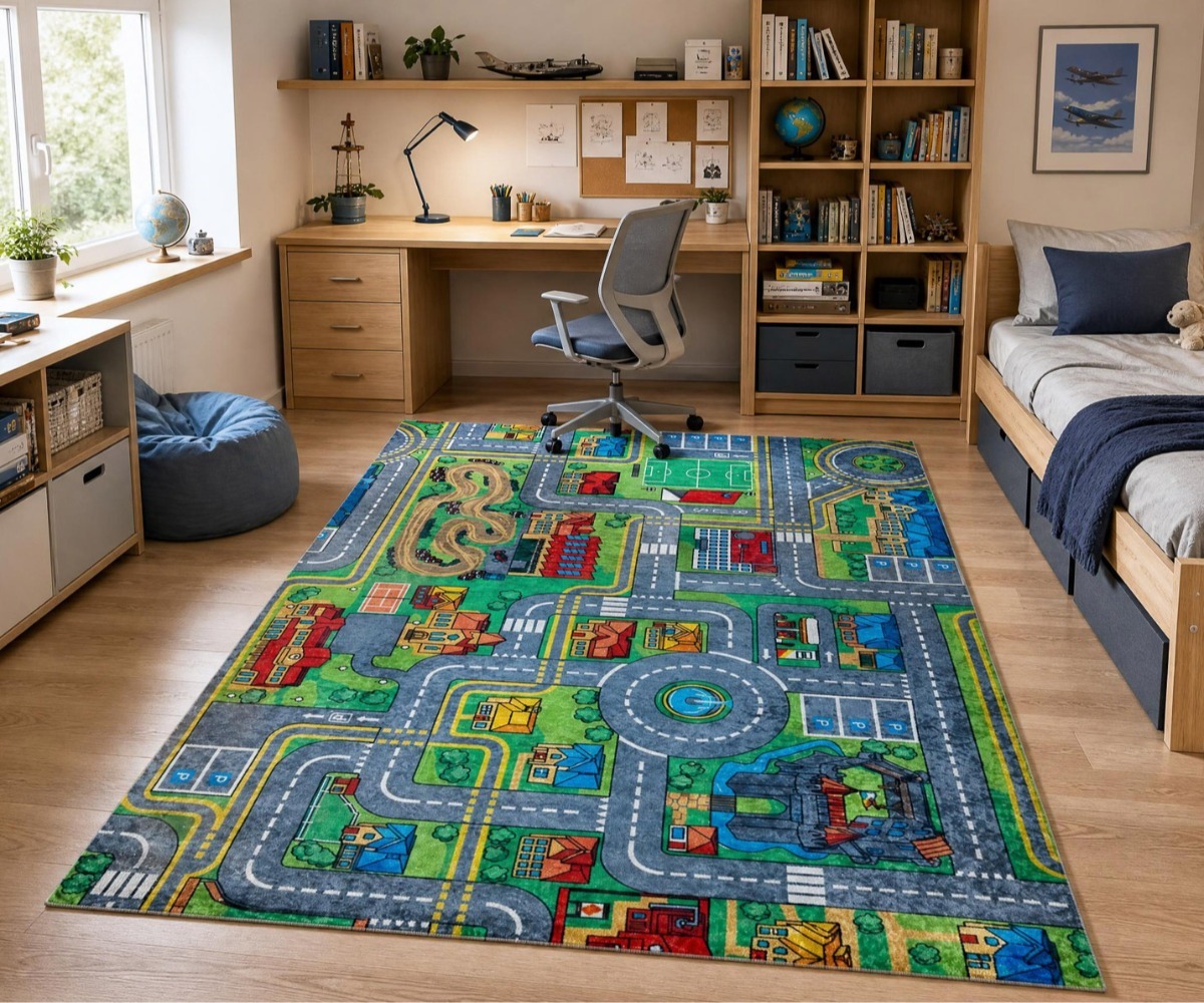 Lastetoa autovaip BAMBINO Linnatänavad pehme pinnaga, ideaalne sisenemiseks eluruumi