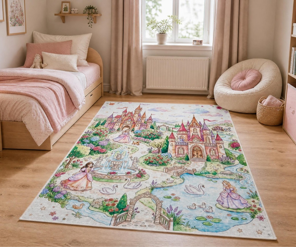 Lastetoavaip BAMBINO Printsessi loss, disain, mis toob kamarisse rõõmu ja värvi.