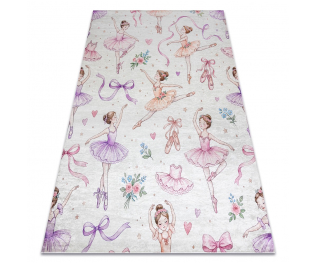 Lastetoavaip BAMBINO Ballerina, lastetuba, libisemiskindel, kreem ja roosa toonidega