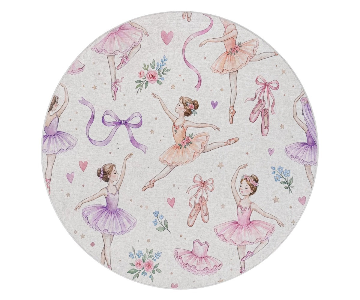 Ümmargune lastetoavaip BAMBINO Ballerina koos tantsijate ja lilledega