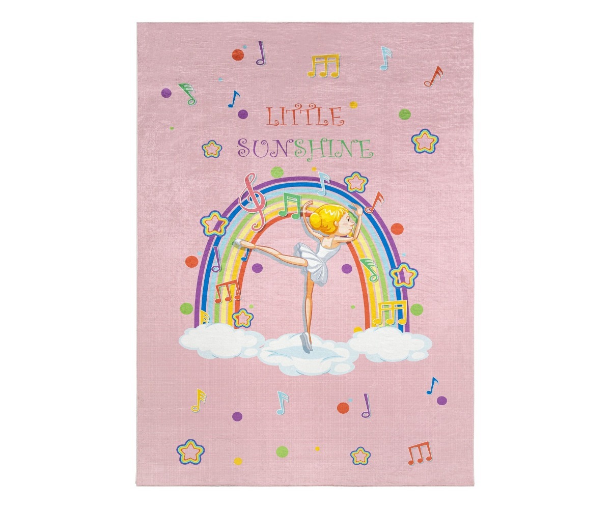 Klassikaline Lastetoavaip BAMBINO Ballerina kujundus, millel on tantsija ja vikerkaar.