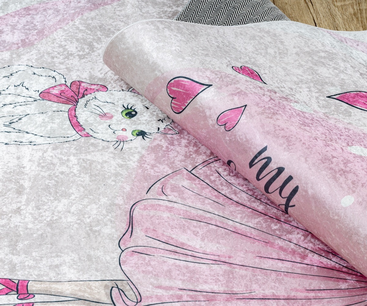 Lastetoavaip BAMBINO Baleriin ja kiisu, libisemiskindel – roosa