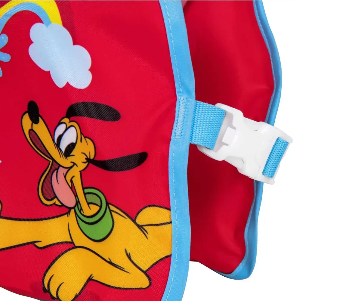 Külgvaade laste ujumistreeningu vest Miki Bestway, detailid ja rõngas.