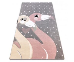Lastetoavaip PETIT Flamingod ja südamed - hall, detailne lähedalt vaade flamingodele ja südametele