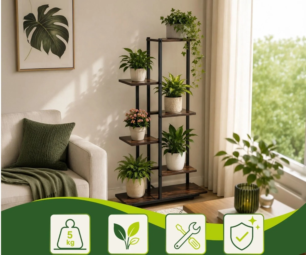Metallist lillealus Gardlov 113cm - loft-stiilis taimeriiul, mis sobib ideaalselt elutoa kaunistamiseks.