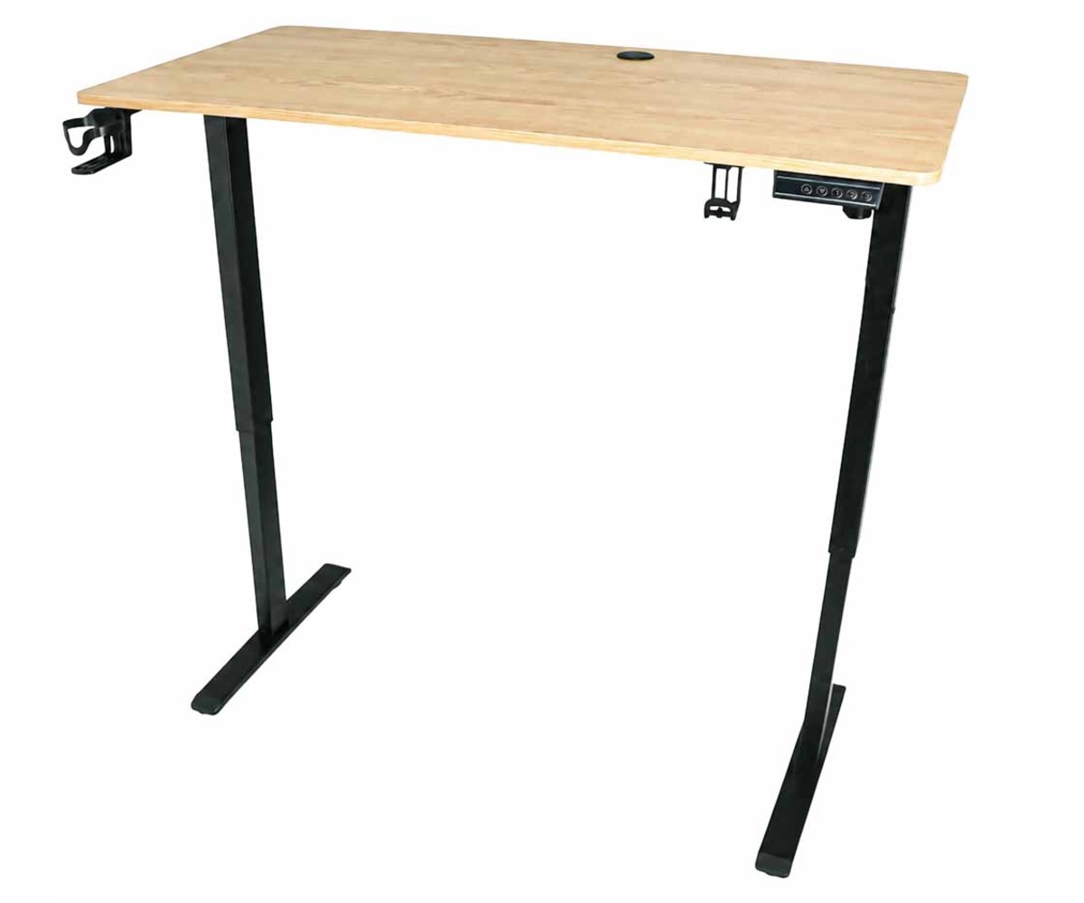 Elektriliselt reguleeritav kirjutuslaud 120×60cm – hele puit, otse vaade