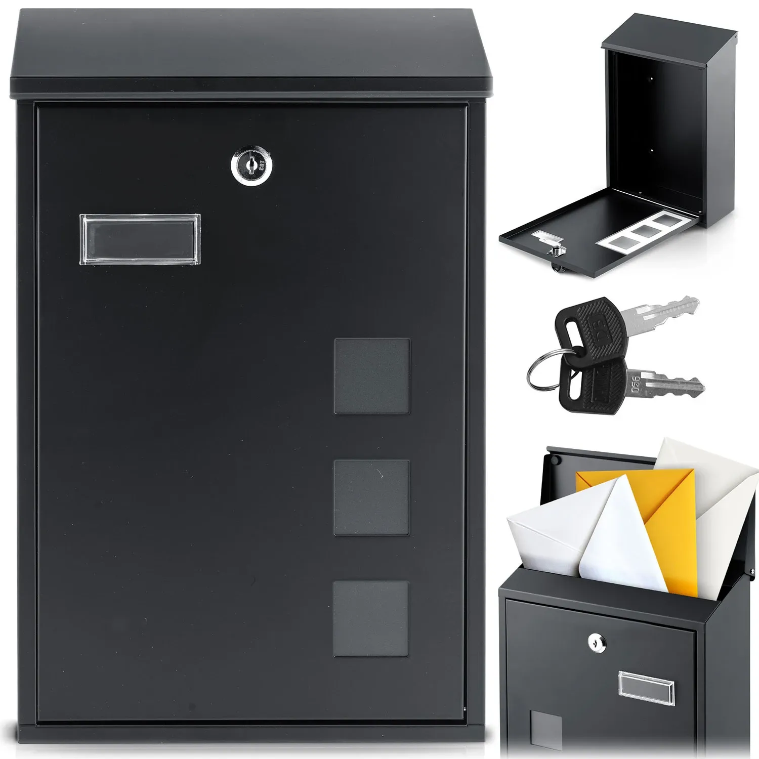 Postkast HUMBERG HM-864 39,5×25,5×12cm – must, kaasaegne disain