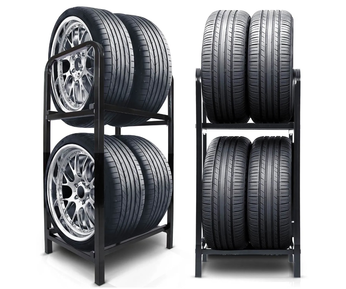 Rehviriiul 4 rehvile Humberg HM-388 – metallist, detailne vaade rehvide hoiustamiseks.