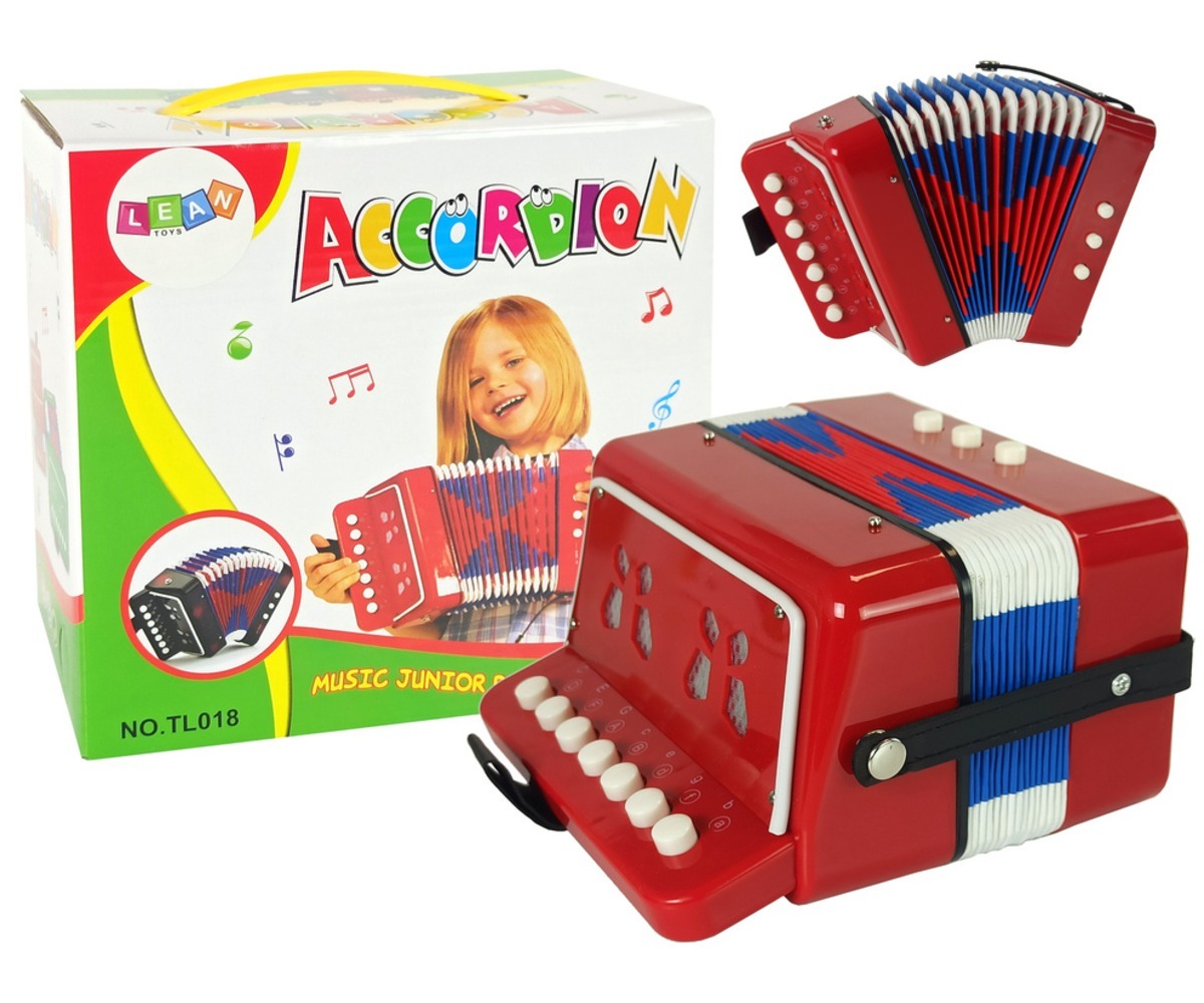 Laste akordion Little Musician – punane (3+) koos pakendiga, ideaalne muusikaharrastuseks