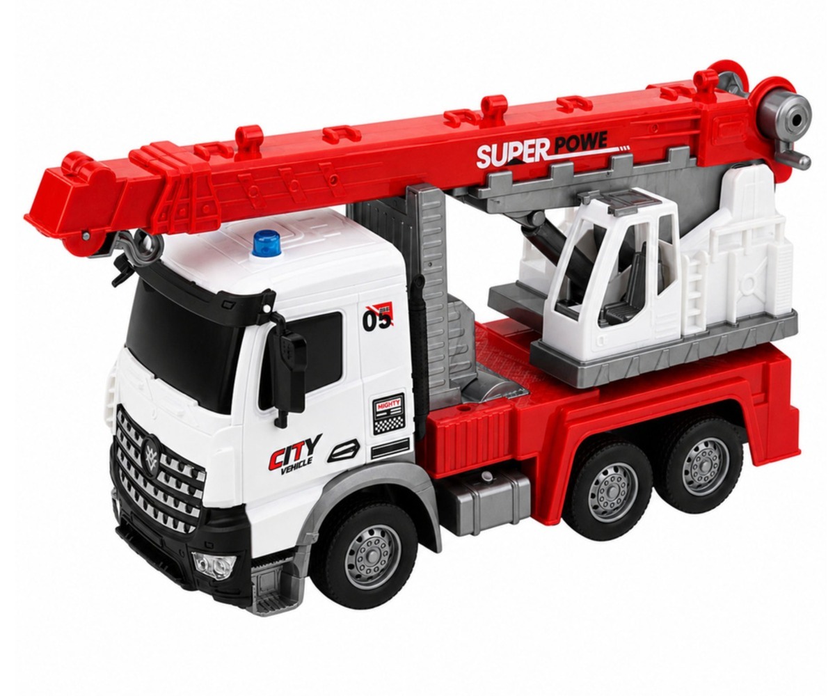 Puldiga kraanaauto liikuva kraana ja tuledega – 43cm lähedalt vaadates.