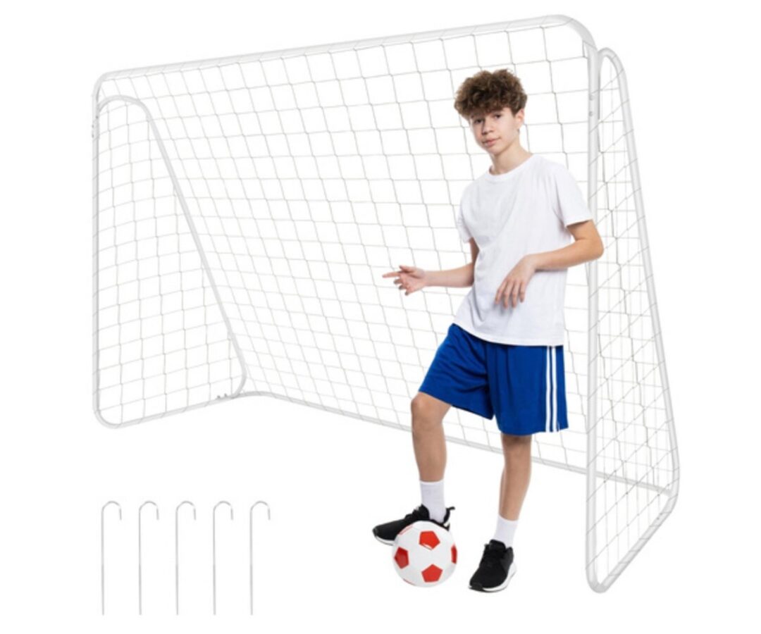 Jalgpallivärav TRIZAND XXL 213×150cm ja poiss palliga