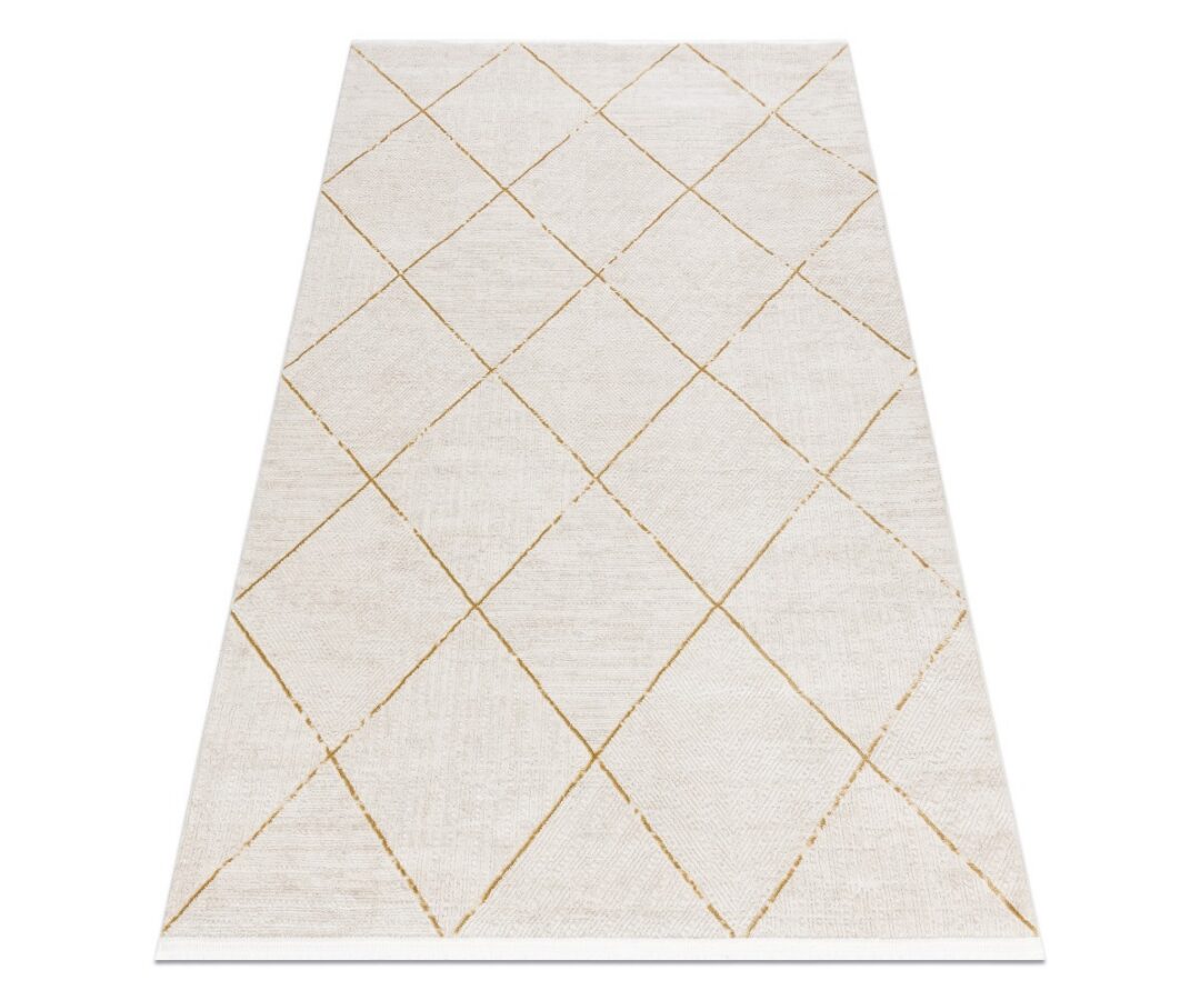 Ülipehme elutoa vaip DUKE Trellis kreemikas ja kuldne, elegantne ja pehme