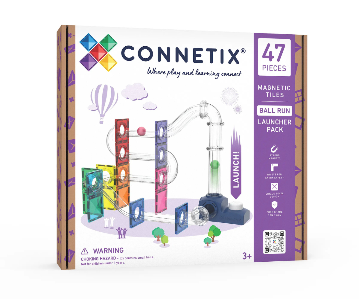 Connetix magnetklotsid Ball Run Launcher Pack stardiseadmega – 47-osaline
