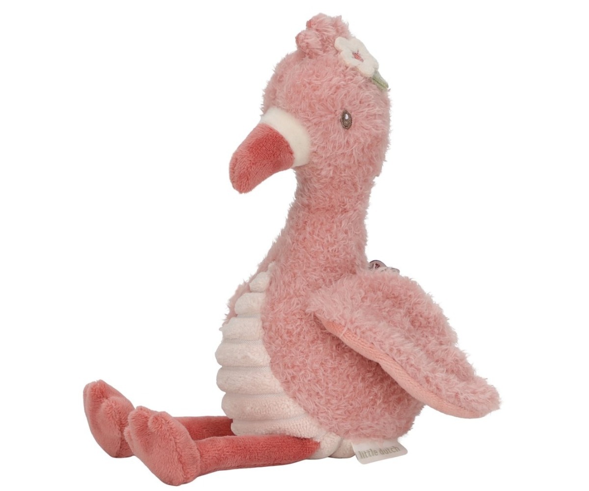 Südamlik pehme flamingo 25 cm Safari Friends - Little Dutch, sobib suurepäraselt mängimiseks ja lohutamiseks.