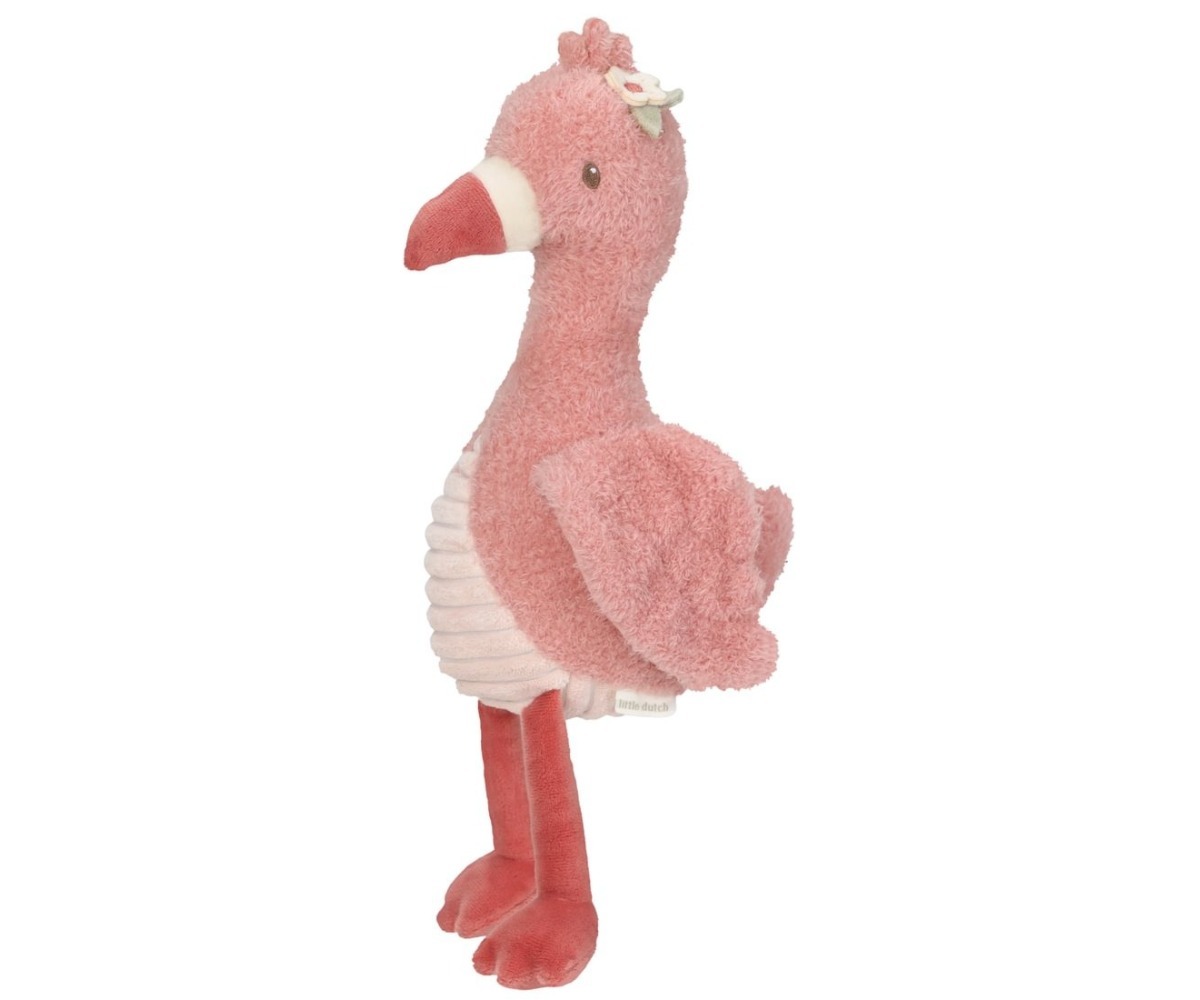 Flamingo kaisutamiseks 35cm Safari Friends - Little Dutch, roosa mänguasi kõrgel seismas, eristuv disain.