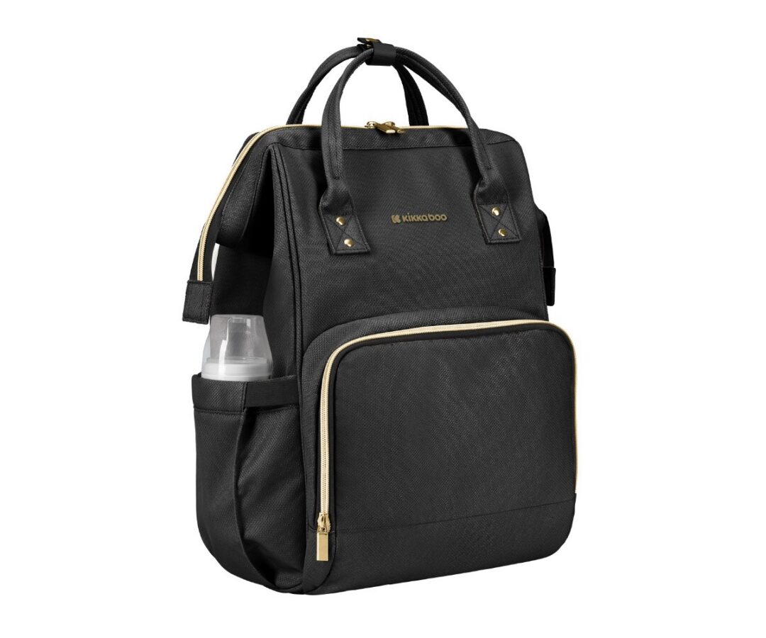 Beebitarvete kott Mama Bag Kikkaboo Siena mustas ja kuldse tooni kombinatsioonis.