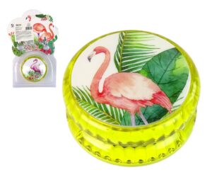 Jojo lastele Flamingo - osavusmäng, kollane, millel on vinged flamingod ja troopilised lehed.