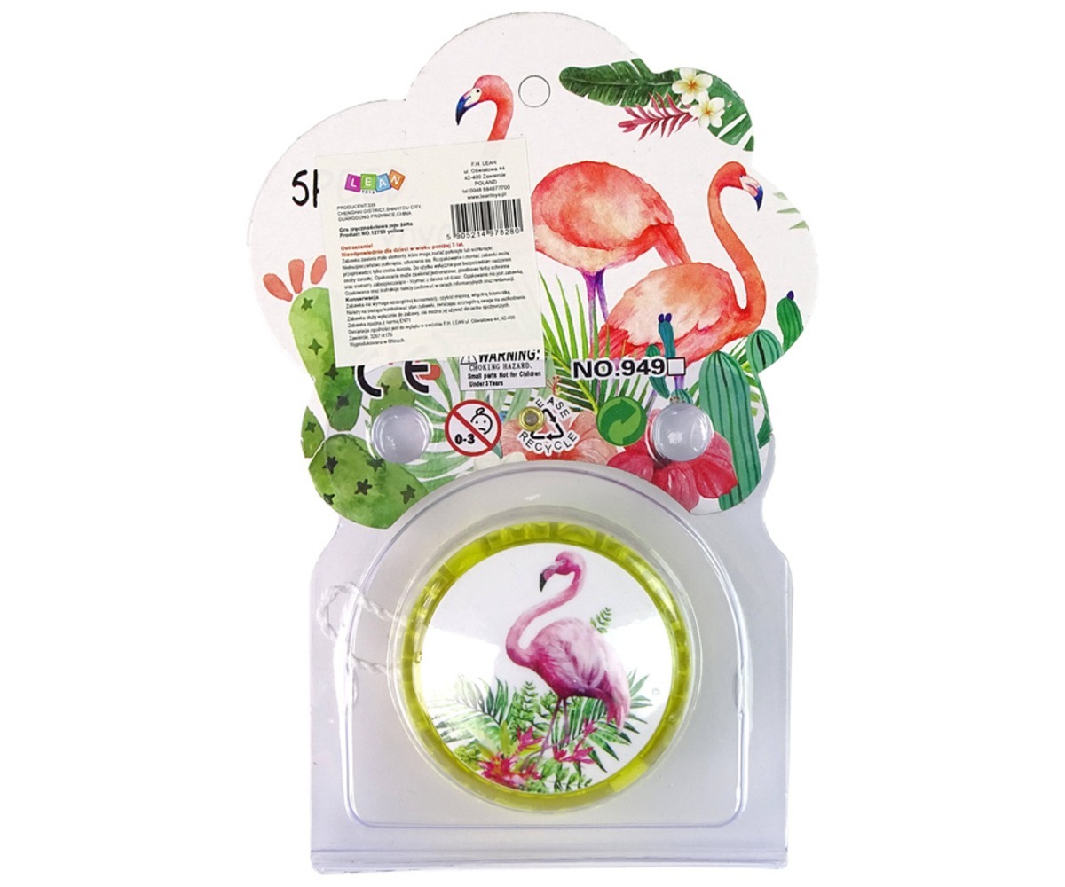Jojo lastele Flamingo – osavusmäng, kollane, kaunistatud flamingo ja lumeheina motiiviga