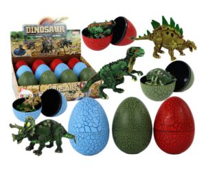 Dinosauruse muna kokkupandava figuuriga 9cm – 3 värvi, erinevad dinosauruse figuurid ja värvilised munad