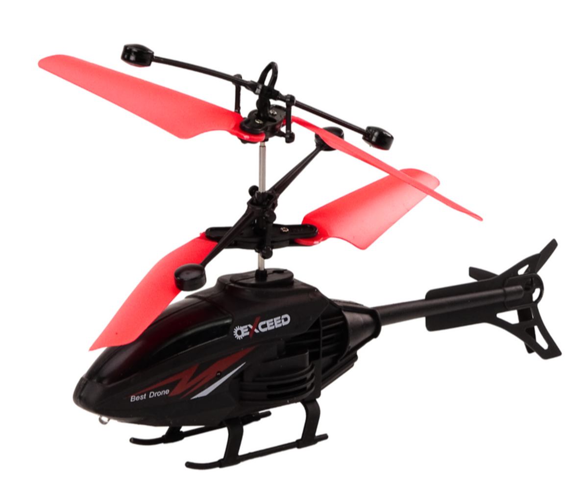 Puldiga helikopter güroskoobiga – punane, näitab helikopteri struktuuri ja punaseid tiibu.