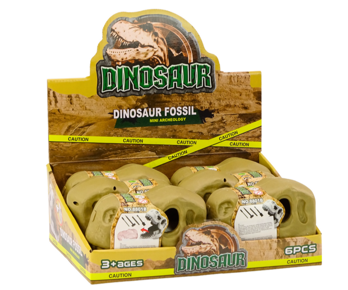 Dinosauruse väljakaevamiskomplekt fossiilidega – kolju, sisaldab mini arheoloogia elemente.