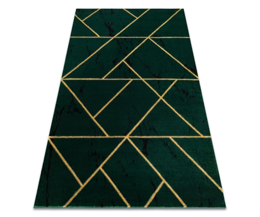 Elutoa vaip EMERALD 1012 roheline ja kuldne marmormustriga