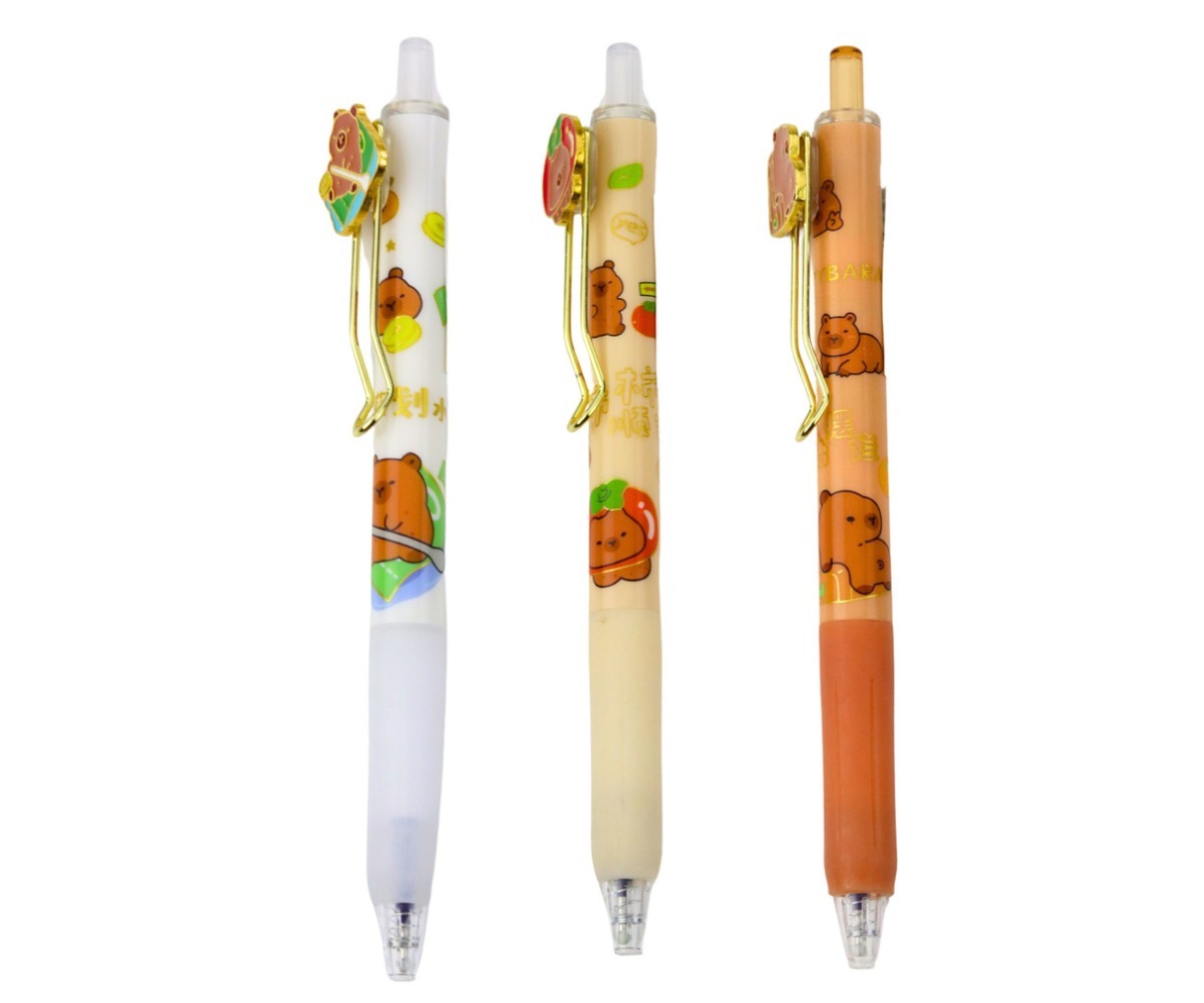 Kapibara geelpliiats 0,5mm sinine, valge ja oranž tint, mänguliste karude motiividega.