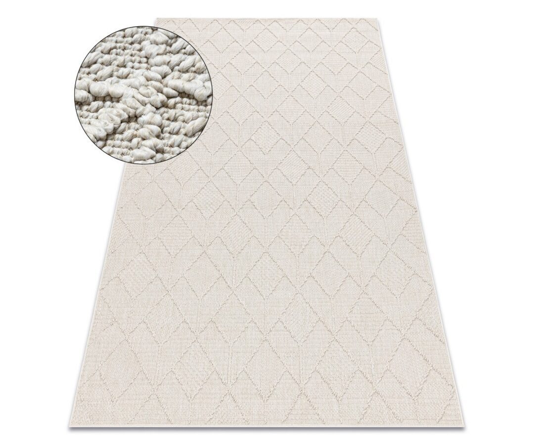 Struktuurne elutoa vaip JERSEY 19231 Boho geomeetriline cream, tekstuurne surface close-up