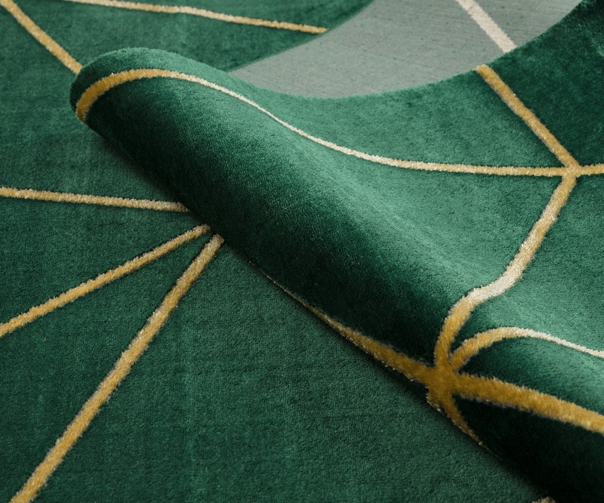 Elutoa vaip EMERALD 1013, roheline ja kuldne, tõstetud serv
