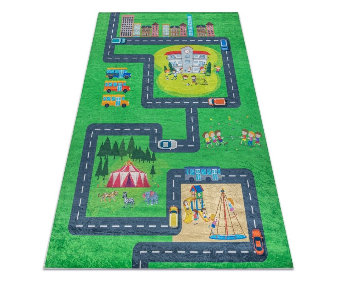 Lastetoa autovaip BAMBINO City, roheline ja hall, mänguteed, cirkus ja lapsi