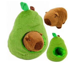 Pehme mänguasi Kapibara avokaados 2in1 – 25cm, avokaado kujuline mänguasi, mille sees peitub pehme kapibara.