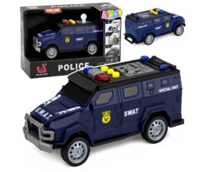 SWAT eriüksuse auto valguse ja heliga – tumesinine, detailne vaade esiosast.