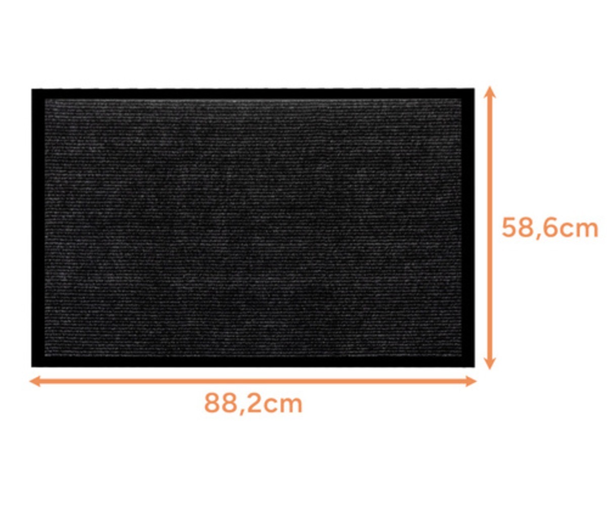 Porimatt Ruhhy 60×90cm – libisemiskindel must-hall, mõõdud 88,2cm x 58,6cm
