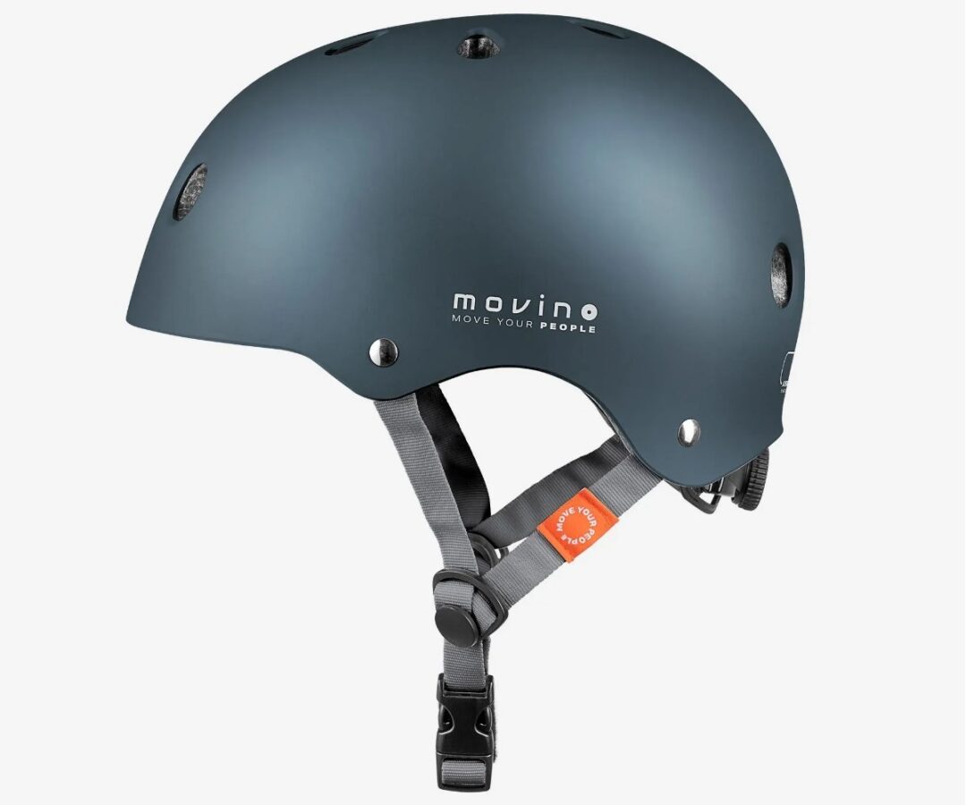 Movino Element laste kiiver S – sinakasroheline (51–54cm), küljevaade, mugav rihmasüsteem.